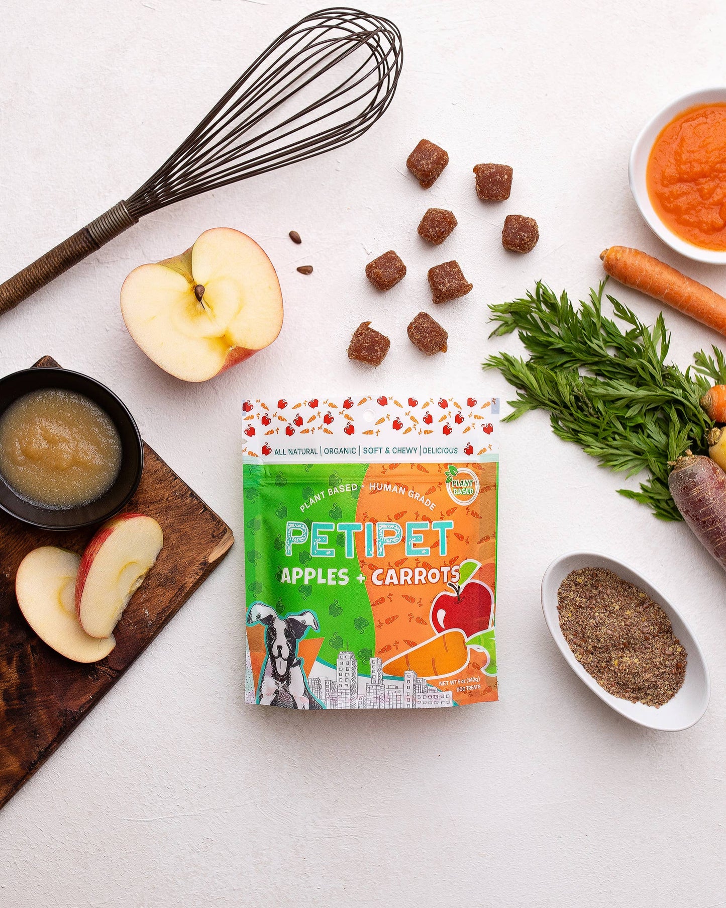 petipet apples carrots organic plant based fruit veggie dog treat ingredients