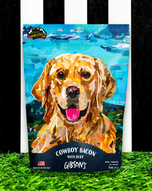 Cowboy bacon dog treat snack with chicken turkey and beef. Healthy dog treats snacks.