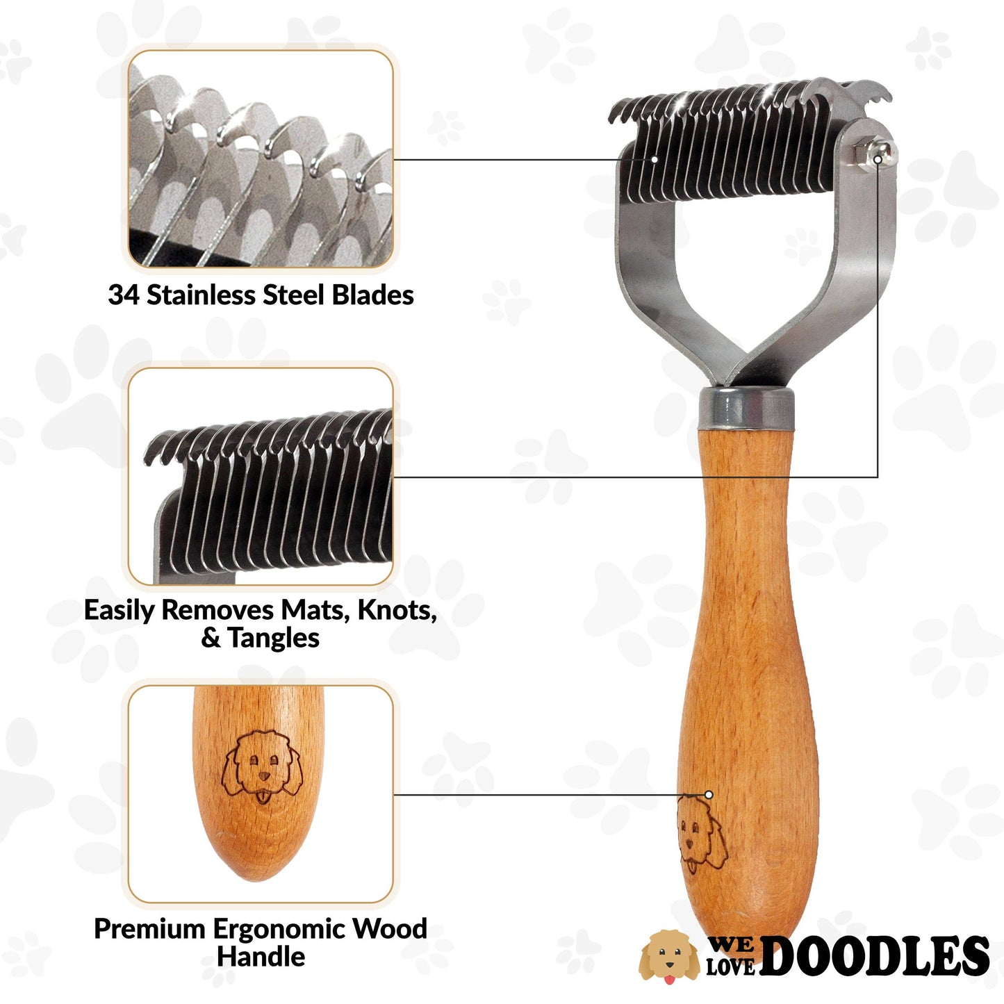 Dematting Tool Dematting Brush Doodles Dogs Detangling Dog Hair Up Close