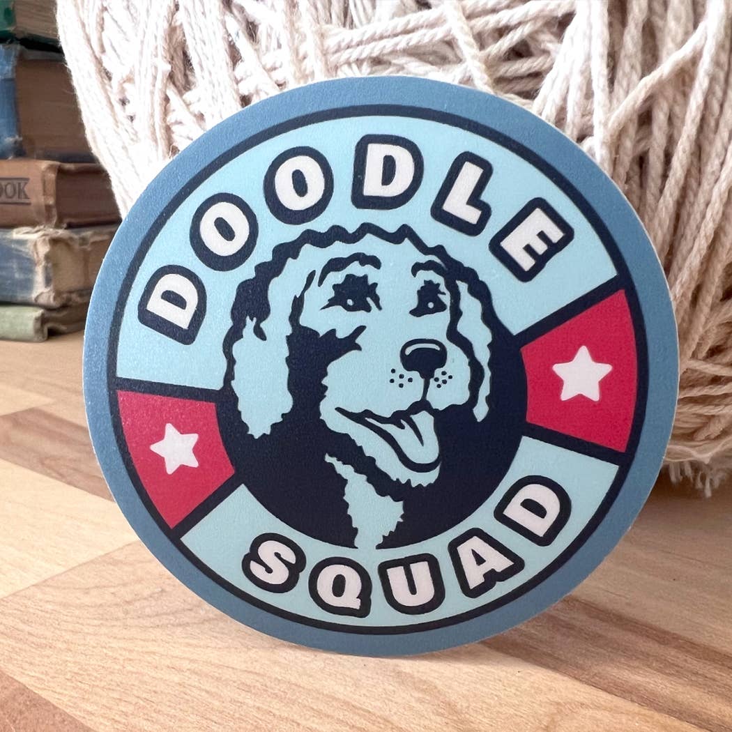 Doodle squad nautical boat dog sticker