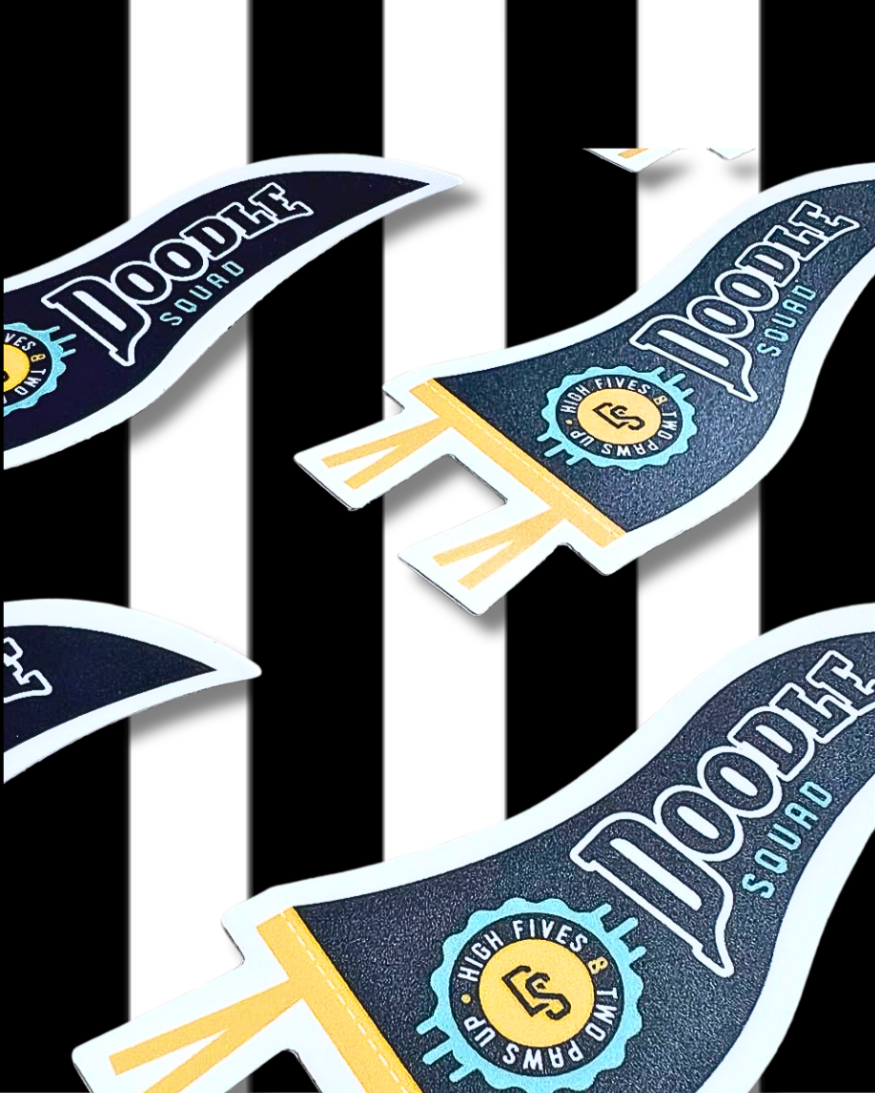 doodle squad pennant sticker dog stickers