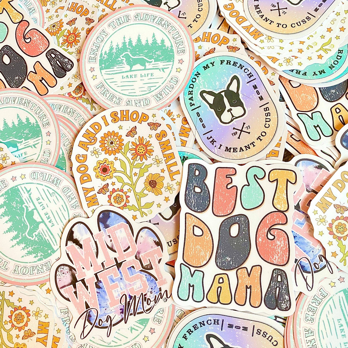 Best Dog Mama Retro Die Cut Sticker