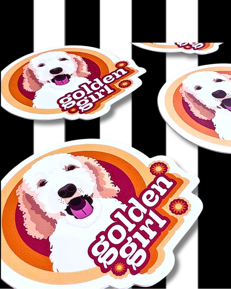 golden girl golden doodle sticker retro vintage