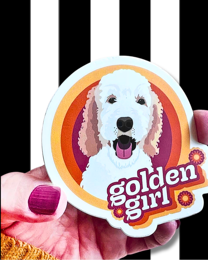 golden girl golden doodle sticker retro vintage