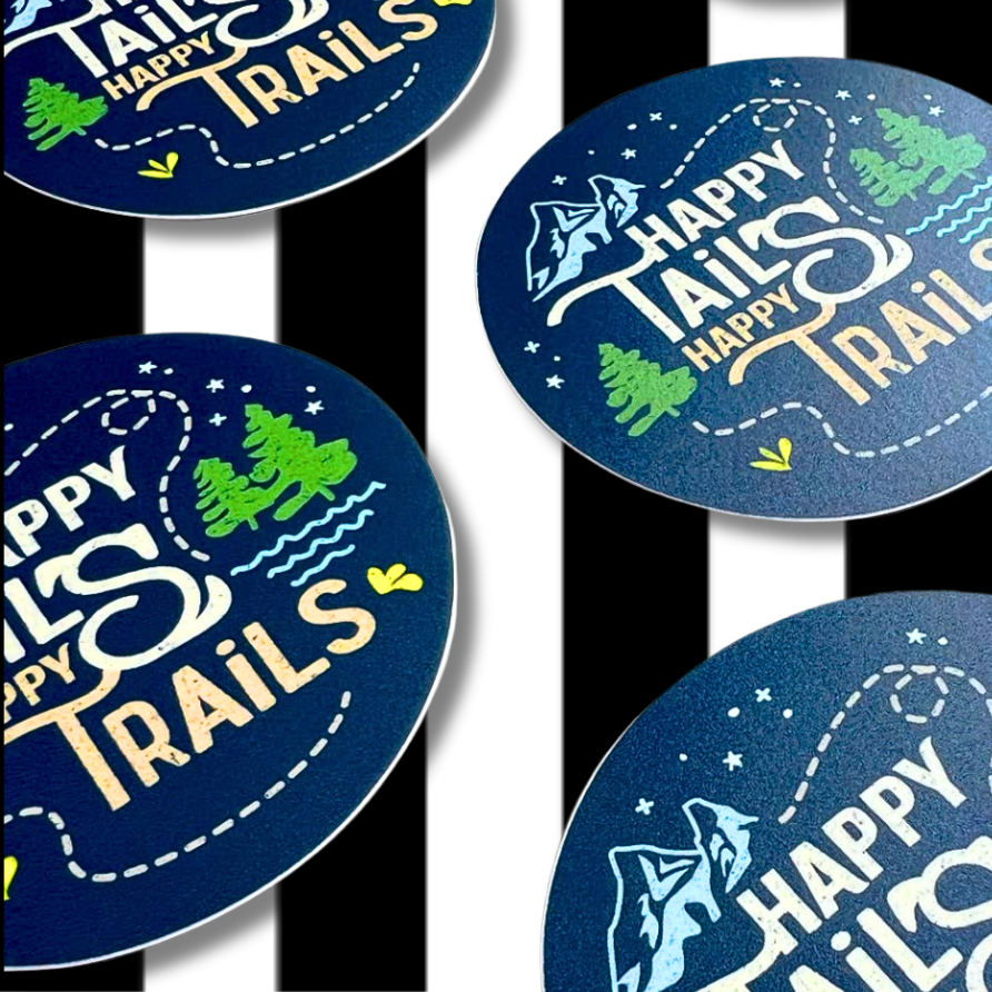 Happy Tails Happy Trails Dog Hiking Camping Cute Stickers Sticker