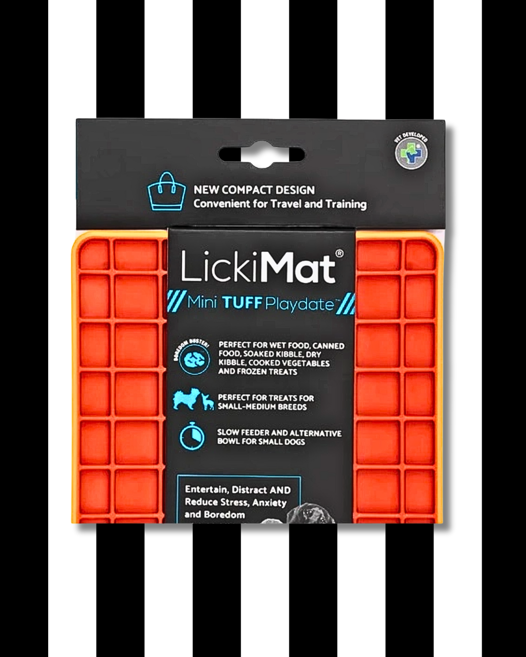 lickimat mini tuff playdate orange training travel size