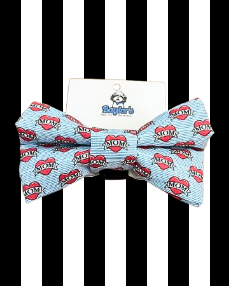 mom red white blue dog bow tie heart