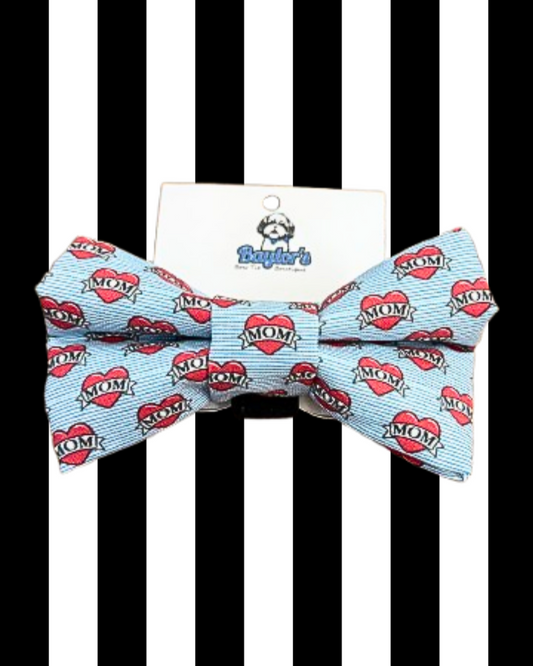 mom red white blue dog bow tie heart