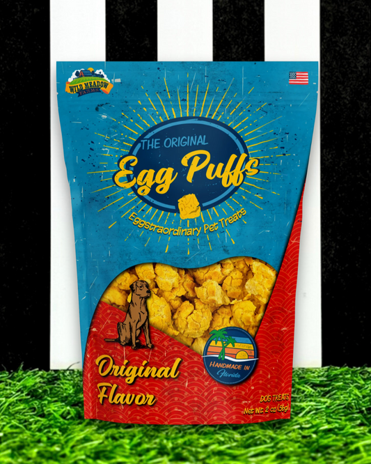 Original egg puff dog treat snack. Gluten free. Grain free. Healthy. Protein.