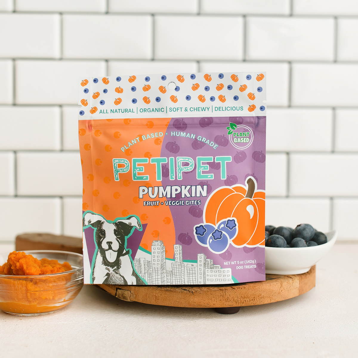 petipet pumpkin fruit veggie bites plant based human grade organic dog treat healthy
