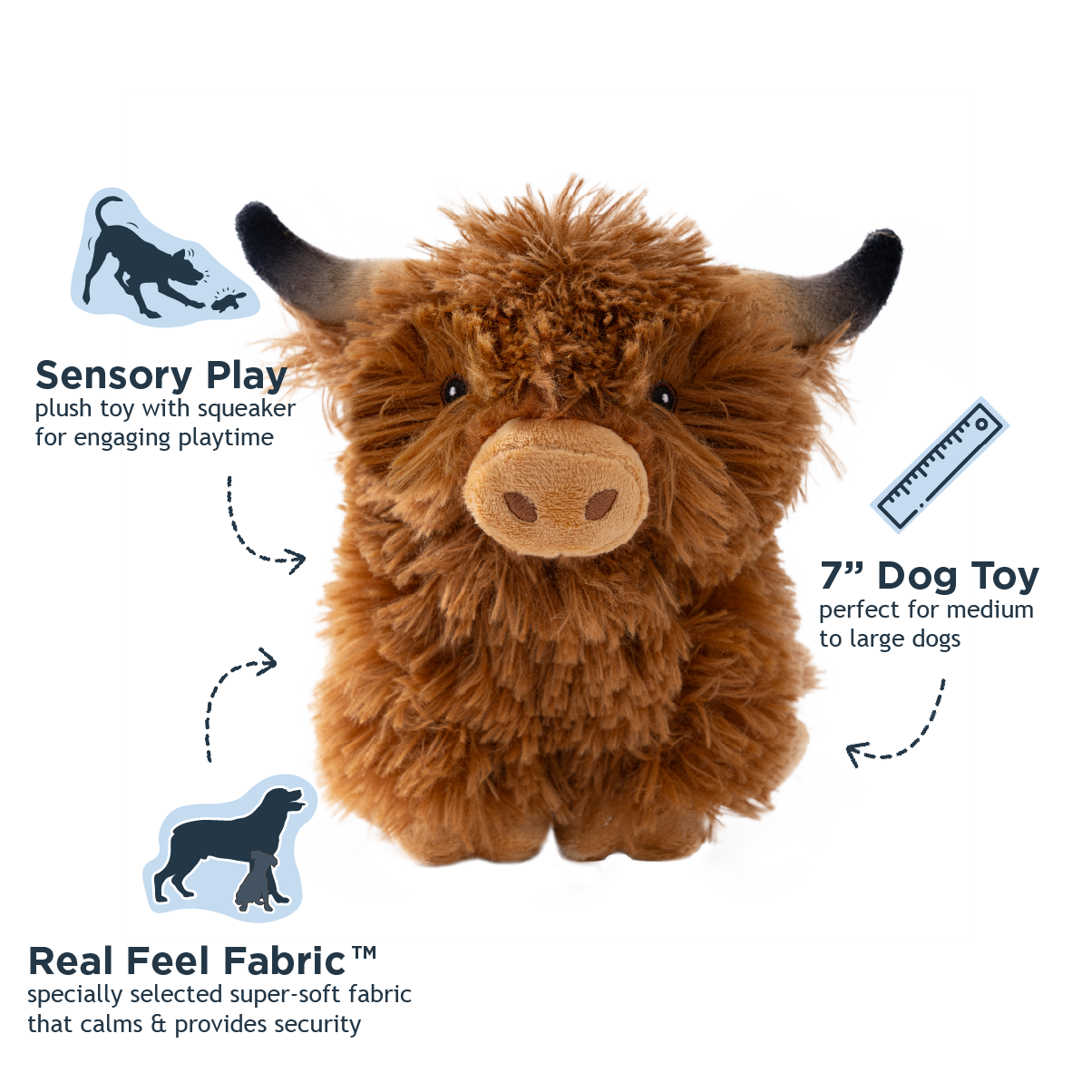 plush dog toy highland cow interactive features