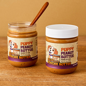 Puppy Peanut Butter Dog Peanut Butter Healthy Organic Dog Treat Dog Enrichment Dilly's Poochie Butter Front