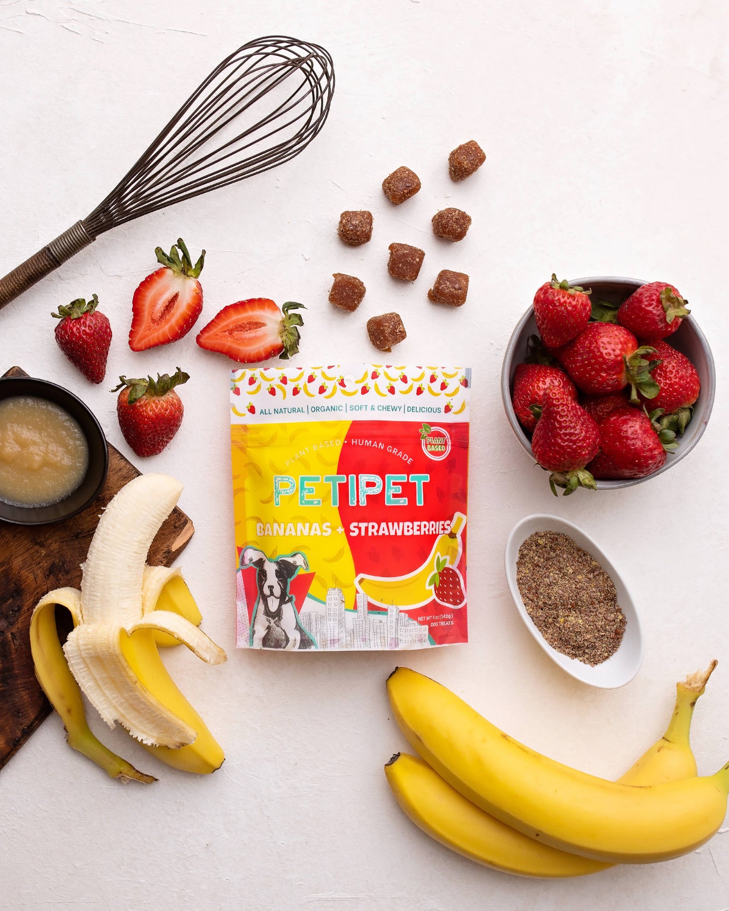 strawberry banana plant-based fruit veggie organic human grade dog treats ingredients