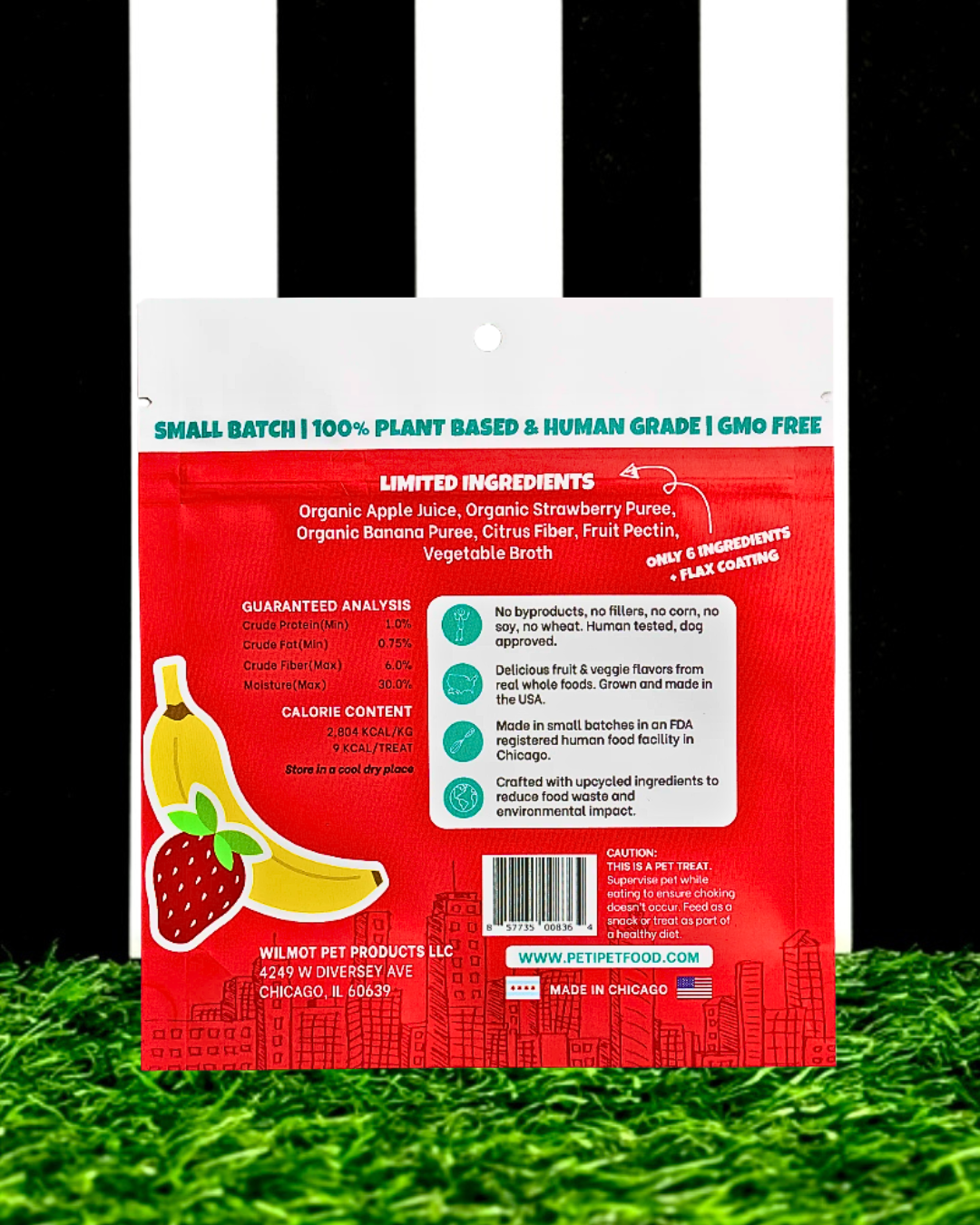 strawberry banana plant-based fruit veggie organic human grade dog treats back