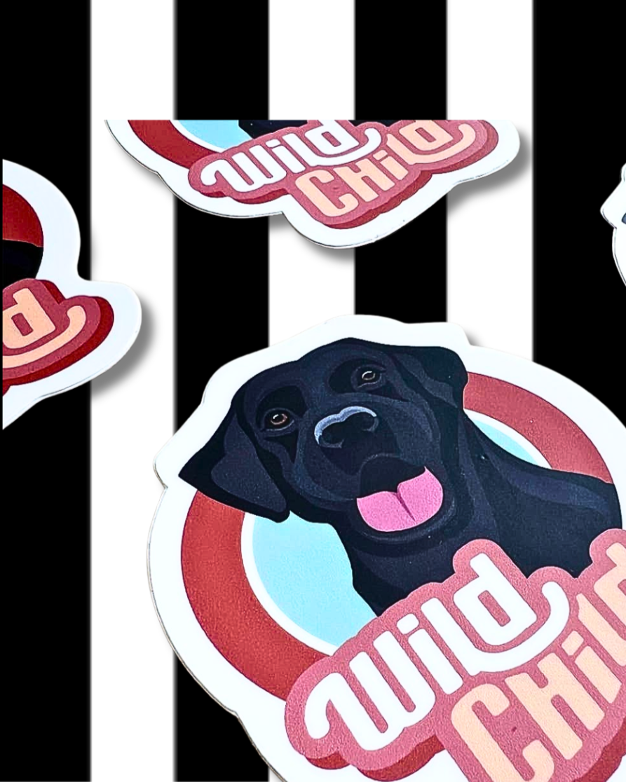 wild child black lab sticker labrador stickers