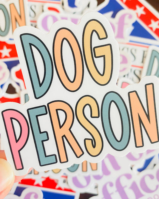 Dog Person Block Letter Colordul Dog Mom, Dog Lover Die Cut Sticker