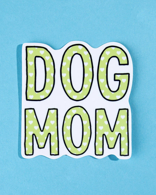 Heart Filled Dog Mom Die Cut Sticker Green Cute Dog Stickers