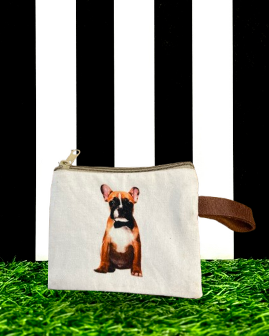 Boxer Puppy Coin Purse Canvas Zipper Pouch Bag