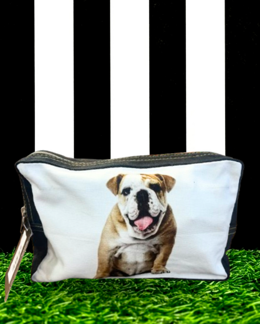 Bulldog Canvas Dog Makeup Zipper Toiletry Bag