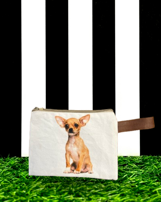 Cute Unique Chihuahua Coin Purse Canvas Zipper Pouch Bag