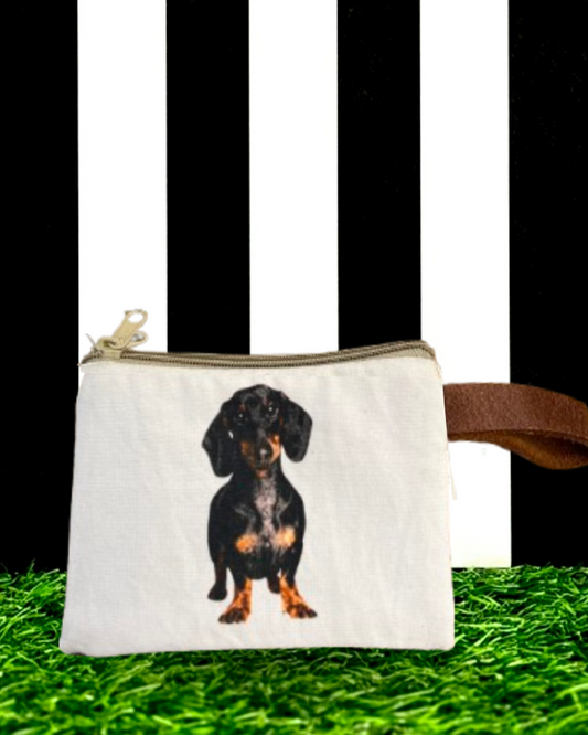 Dachshund Weiner Dog Coin Purse Canvas Zipper Bag Pouch