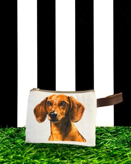 Dachshund Weiner Dog Coin Purse Canvas Zipper Puch Bag