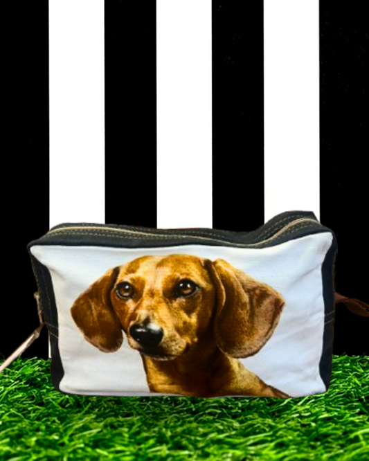 Dachshund Weiner Dog Canvas Dog Makeup Toiletry Bag Zipper Pouch