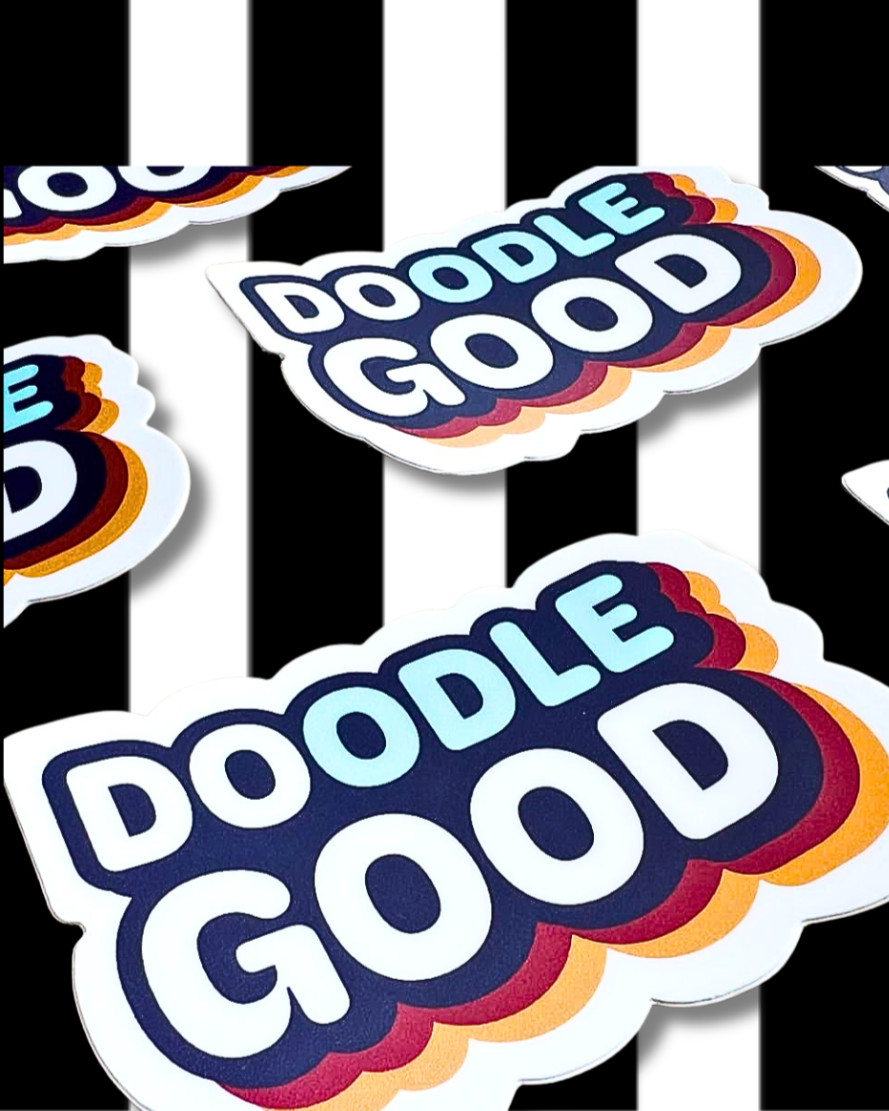 doodle good fun dog sticker retro