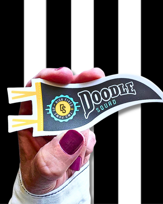 doodle squad pennant sticker dog stickers