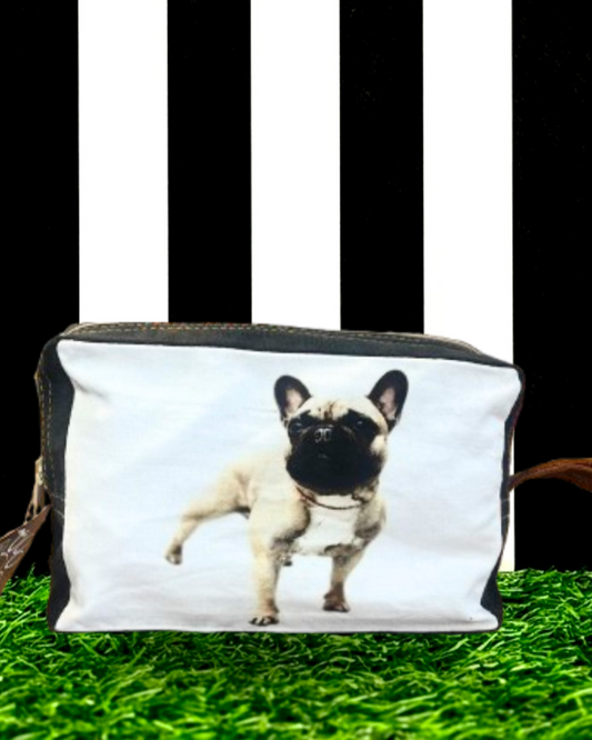 French Bulldog Canvas Zipper Dog Bag Pouch 