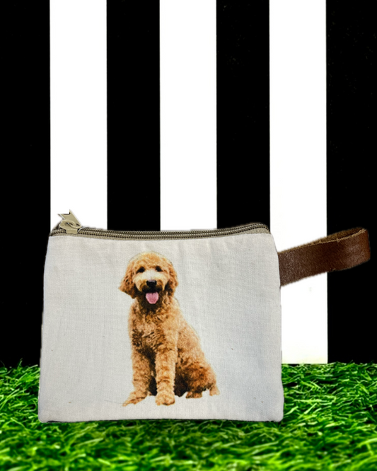 Golden Doodle Canvas Zipper Coin Pouch