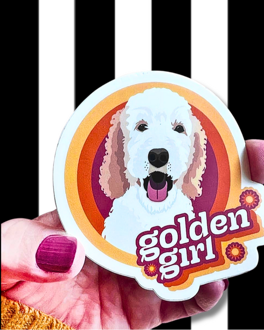 golden girl golden doodle sticker retro vintage