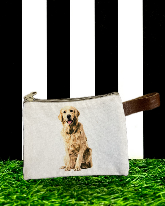 Golden Retriever Canvas Zipper Coin Pouch