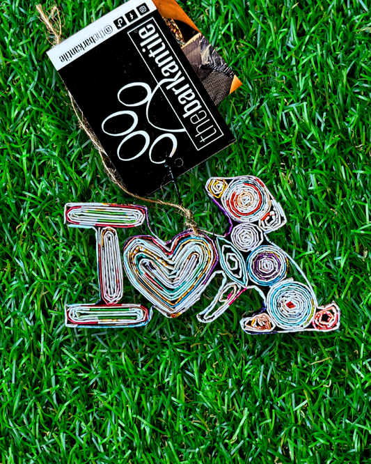 I love dogs. Dog Recycled Newspaper Paper Handmade India Ornament Craft Unique One-of-a-kind