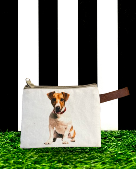 Jack Russel Terrier Coin Purse Canvas Zipper Pouch