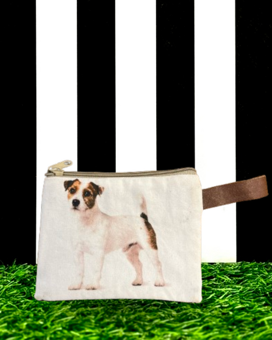 Jack Russell Terrier Puppy Coin Purse Canvas Zipper Pouch