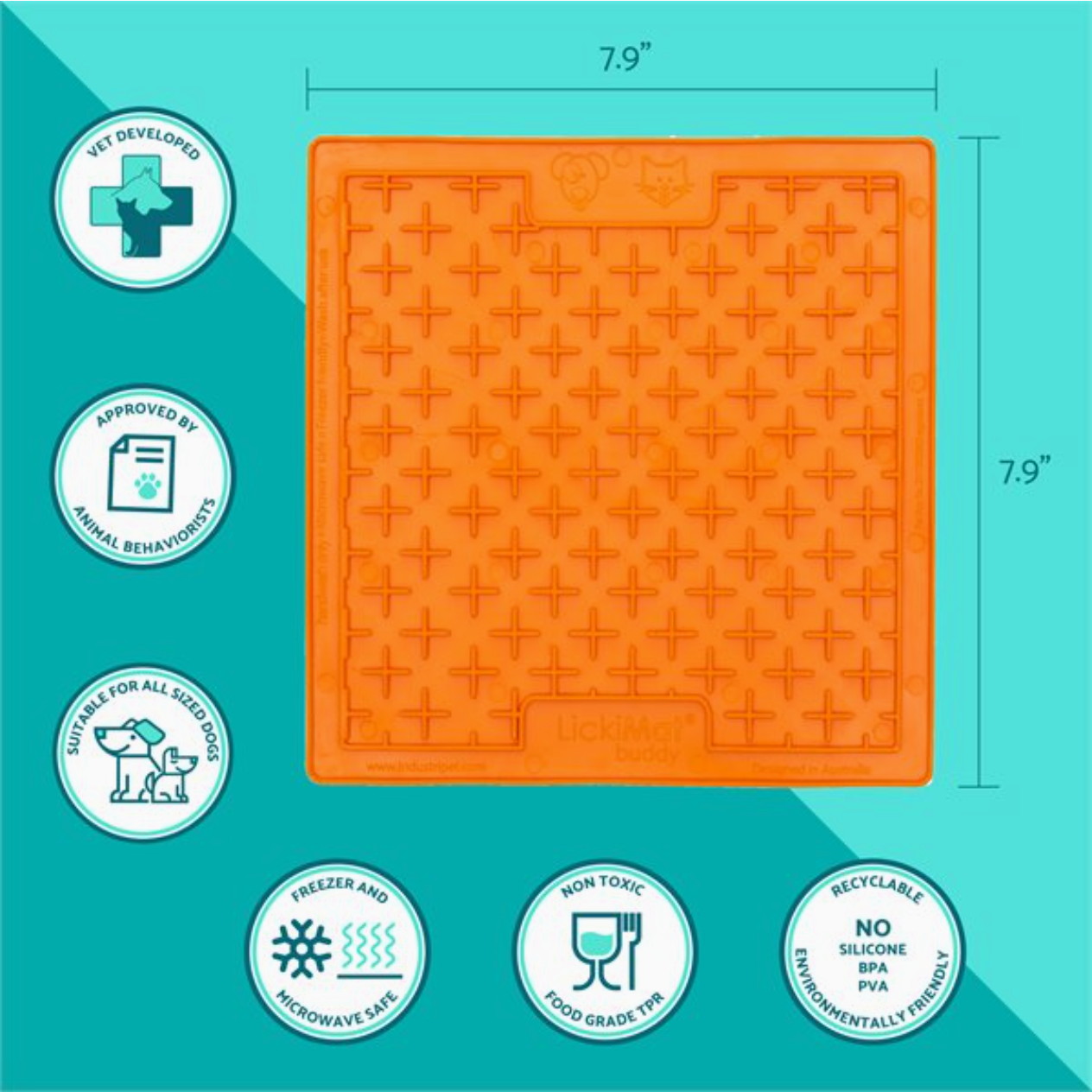 lickimat buddy orange lick mat size