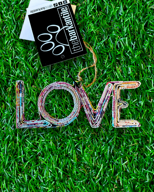 Love Recycled Newspaper Paper Handmade India Ornament Craft Unique One-of-a-kind