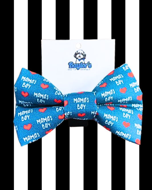 mamas boy red blue heart dog bow tie