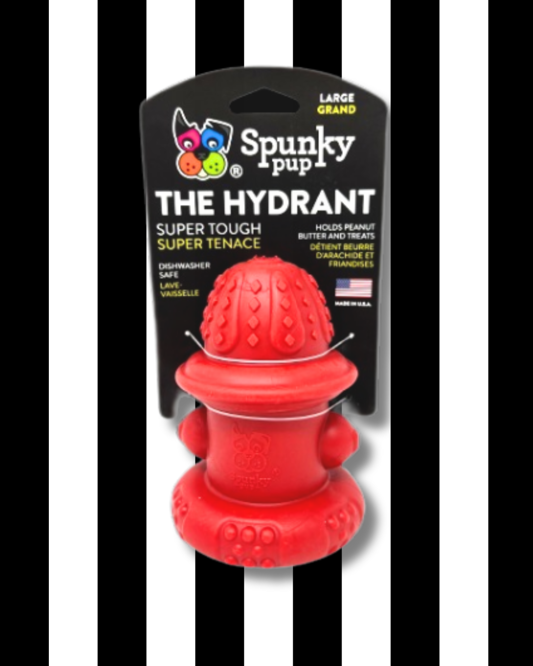 spunky pup red fire hydrant rubber treat dispensing dog toys