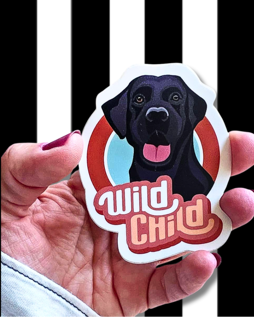 wild child black lab sticker labrador stickers