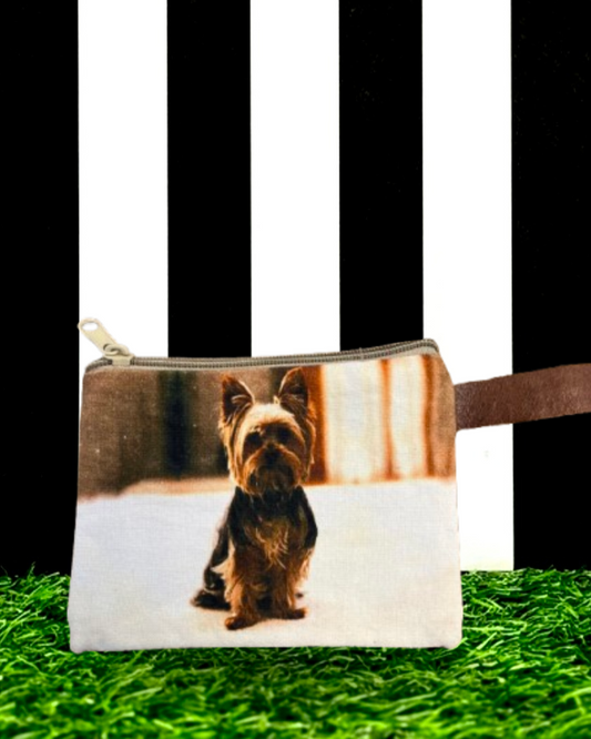 Cute Yorkshire Terrier Yorkie Canvas Zipper Change Purse Pouch Bag